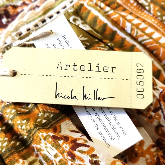 Atelier Nicole Miller Beaded Flowy Boho Sleeveless Blouse Tank Top Medium NEW - Picture 6 of 10